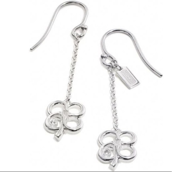 Coach Dangly Clover Earrings Sterling Silver - Picture 1 of 3